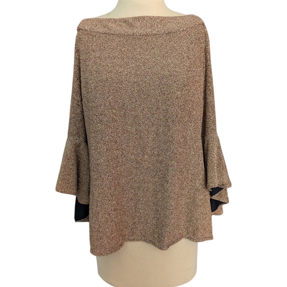 Consigned - Elegant Brownish Gold Long Sleeve With Bell/Batwing